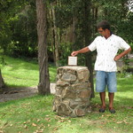 Memorial at the 16th hole: "The final resting place for the ashes of Denis Bartolo 2nd April 1926 - 28th May 2006"